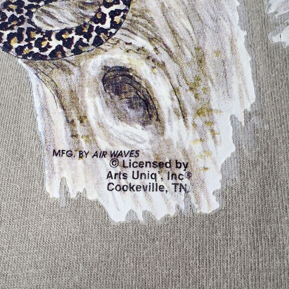 Vtg 90’s Leopard T Shirt Sz L Tan Single Stitch Catawbas Best Cotton 3 Big Cats - Picture 4 of 10